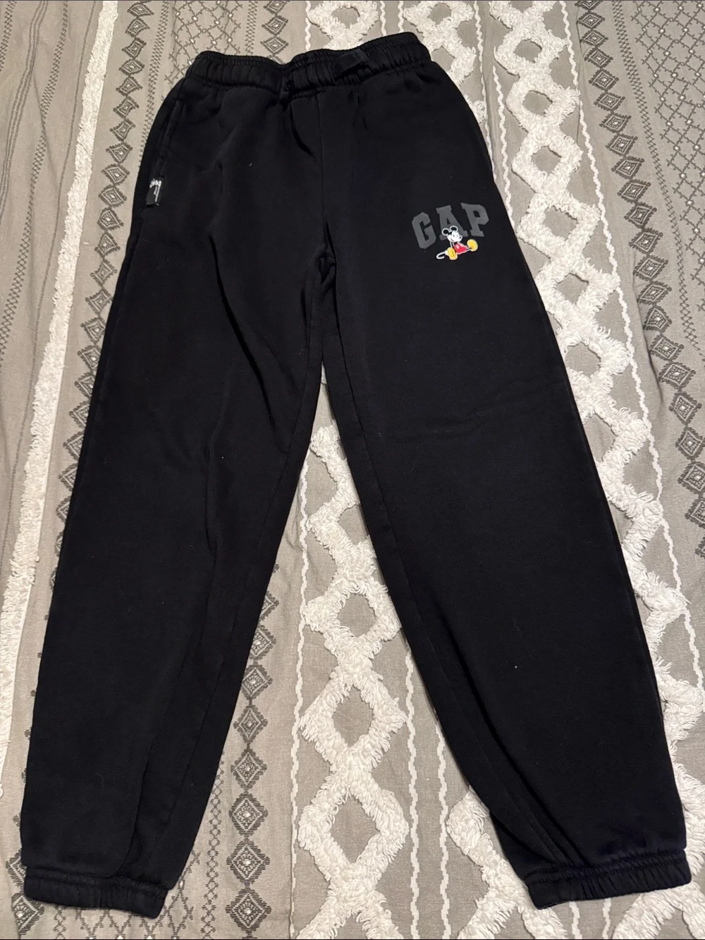 GAP Black Sweatpants with Mickey Mouse Logo